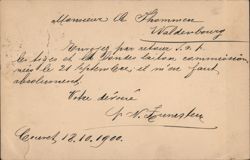 Handwritten Note to Alphonse Thommen, Waldenbourg 1900 Postcard