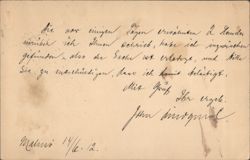 Handwritten Message from John Lindquist, Malmö 1912 Postcard