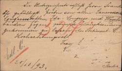 1893 Postal Card Palermo Sicily to Gnadenfrei Silesia Postcard