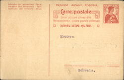 Swiss UPU Reply Postcard Helvetia Stamp Postcard