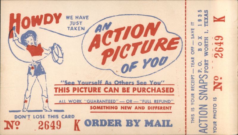 Action Snaps Howdy Cowgirl Photo Order Form Fort Worth TX