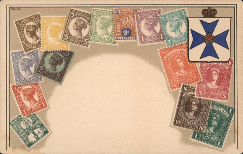 Queensland Postage Stamps Montage No. 59 Stamp Postcards