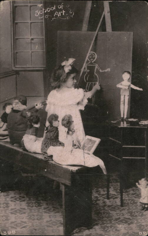 Girl Teaching Dolls in 'School of Art'