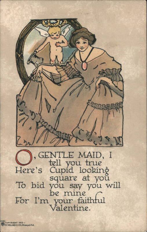 Gentle Maid and Cupid Valentine Poem