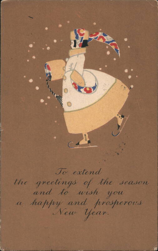 Ice Skater Extending New Year Greetings New Year's