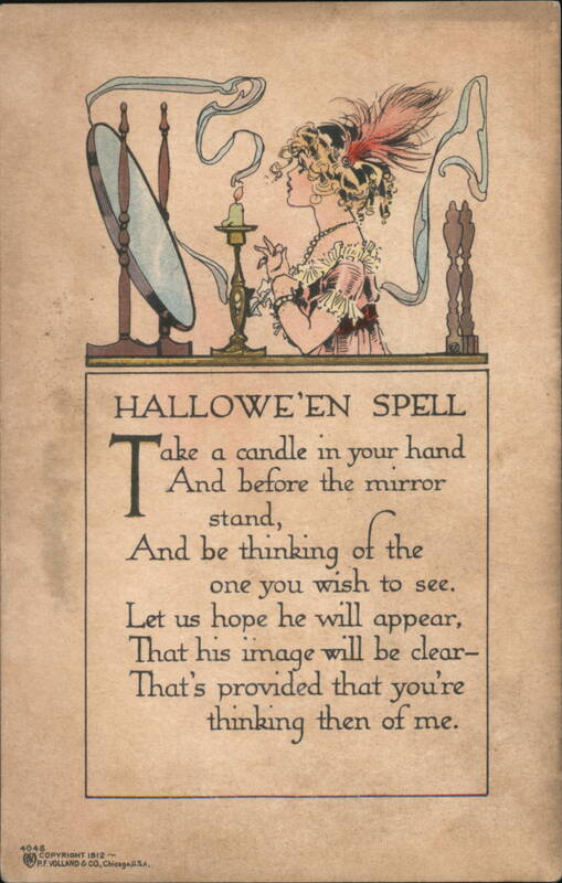 Hallowe'en Spell - Woman with Candle and Mirror Halloween