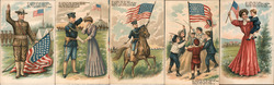 Set of 5: Patriotic Poems, US Military, Flag Postcard