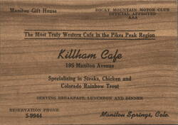 Killham Cafe, Manitou Springs, CO Business Card
