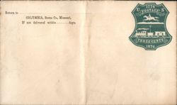 1876 Centennial Envelope, Columbia, MO Return Address Envelope