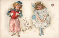 To My Valentine - Children in Costumes with Heart Postcard