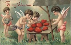 To my Valentine - Cherubs with Hearts Postcard
