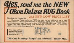 Olson DeLuxe Rug Book Advertising Reply Card Postcard