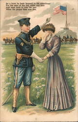 Civil War Soldier with Woman Postcard