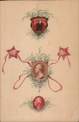 Patriotic Emblems with George Washington and Eagle Postcard