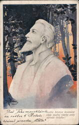 Jan Hus Portrait by H. Urban & J. Wenig, Czech Text Postcard