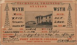 QSL Card W5YH Port Arthur College, Port Arthur, TX Postcard