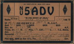 N5ADU Army Amateur Radio QSL Card, Oklahoma City, OK Postcard