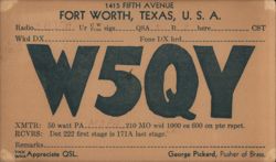 W5QY Ham Radio QSL Card, Fort Worth, TX Postcard
