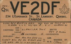 VE2DF QSL Card, St. Lambert, QC Postcard