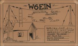 W6EIN Ham Radio QSL Card, Howard Millbank, South Pasadena, CA Postcard