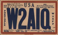W2AIQ Amateur Radio QSL Card, Long Island City, NY 1931 Postcard