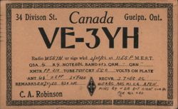 VE-3YH Ham Radio QSL Card, Guelph, ON Postcard