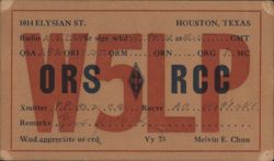 QSL Card W5LP Melvin E. Chun, Houston, TX Postcard