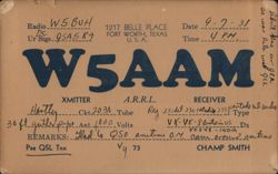 W5AAM Ham Radio QSL Card, Fort Worth, TX Postcard