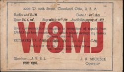 W8MJ Ham Radio QSL Card Cleveland OH Postcard