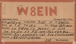 W8EIN Amateur Radio QSL Card, Cleveland, OH Postcard
