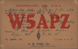 W5APZ Ham Radio QSL Card, Junction City, AR Postcard