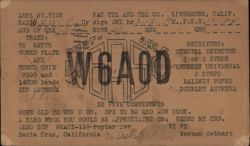 ARRL Station W6AOD QSL Card, Santa Cruz, CA Postcard