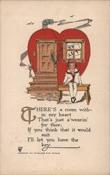 Boy Offers Key to Heart-Shaped House To Let Postcard