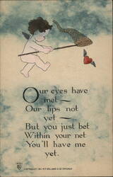 Cupid Catching Winged Heart, 'You'll have me yet' Poem Postcard