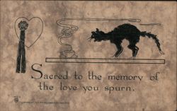 Hissing Black Cat, Sacred to the Memory of the Love You Spurn Postcard