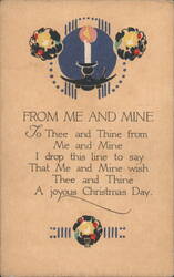 From Me and Mine, A Joyous Christmas Day Greeting Postcard
