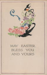 May Easter Bless You and Yours, Flowers and Bird Postcard