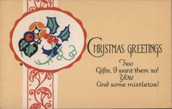 Christmas Greetings Poem with Holly Design Postcard