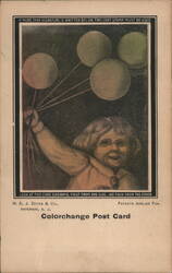 Child Holding Balloons, Colorchange Post Card Postcard