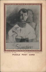 Puzzle Post Card, Boy in Sanctuary Robe (Boustrophedon) Postcard