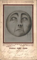 Puzzle Post Card - Optical Illusion Face Postcard