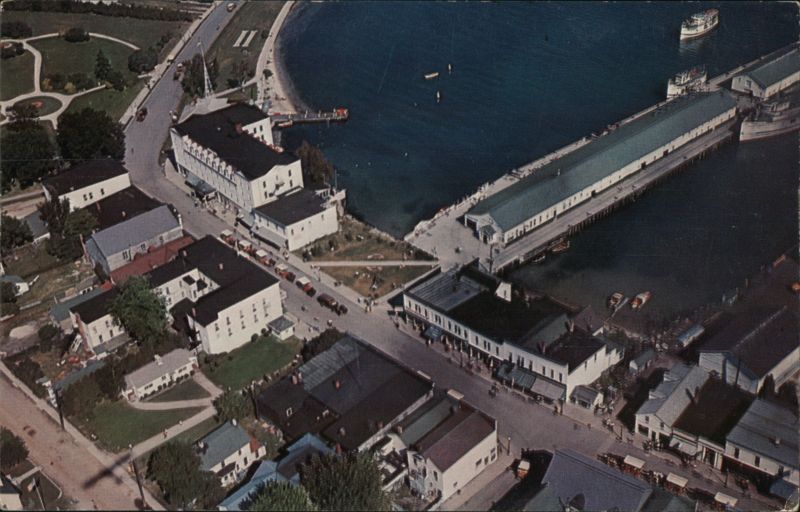 Aerial View, Downtown Mackinac Island Michigan