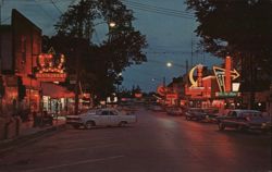 Alexandria Bay Street Scene at Dusk, NY Postcard