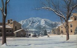 Wintertime on University of Colorado Campus, Flatirons View Postcard