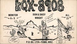 KQX-8908 CB Radio QSL Card, Don & Daisy Wright, Yuma, AZ Postcard