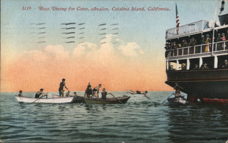 Boys Diving for Coins, Avalon, Catalina Island, CA California