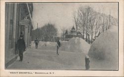 Heavy Snowfall, Mannsville, NY Postcard