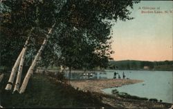 A Glimpse of Burden Lake, NY Postcard