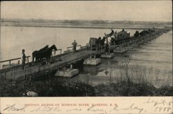Pontoon Bridge on Missouri River, Yankton, SD Postcard