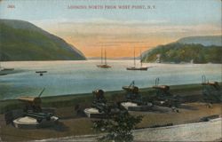 View North from West Point, NY with Cannons Postcard